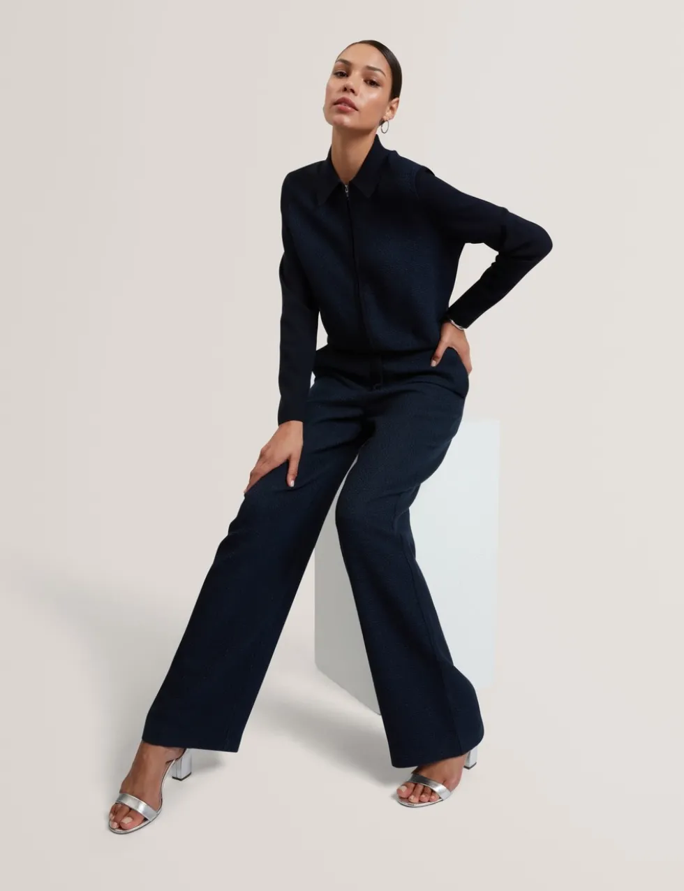 Boucle Tailored Straight Leg Trousers