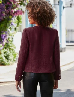 Boucle Textured Collarless Jacket