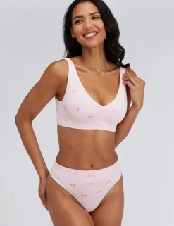Bow Embroidered Thong