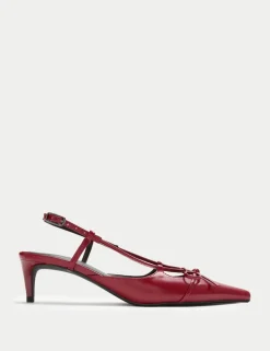 Bow Kitten Heel Pointed Slingback Shoes