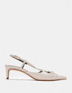 Bow Kitten Heel Pointed Slingback Shoes