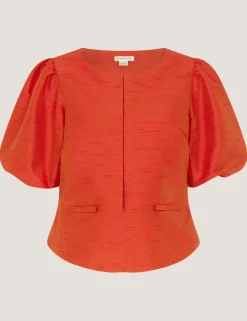Bow Pocket Puff Sleeve Jacket