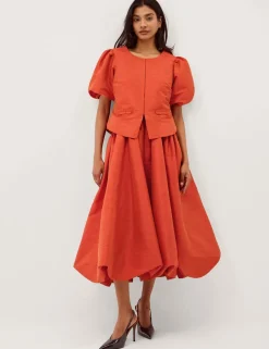Bow Pocket Puff Sleeve Jacket