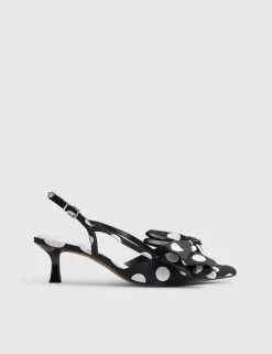 Bow Spot Slingback Pointed Court Heels