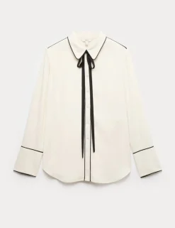 Bow Tie Piped Detail Shirt
