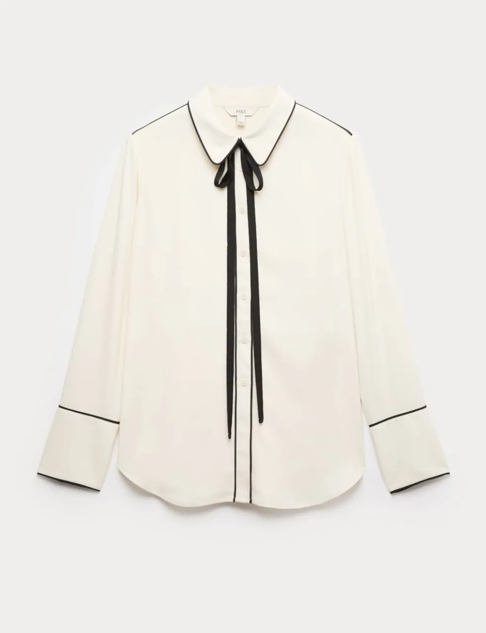 Bow Tie Piped Detail Shirt