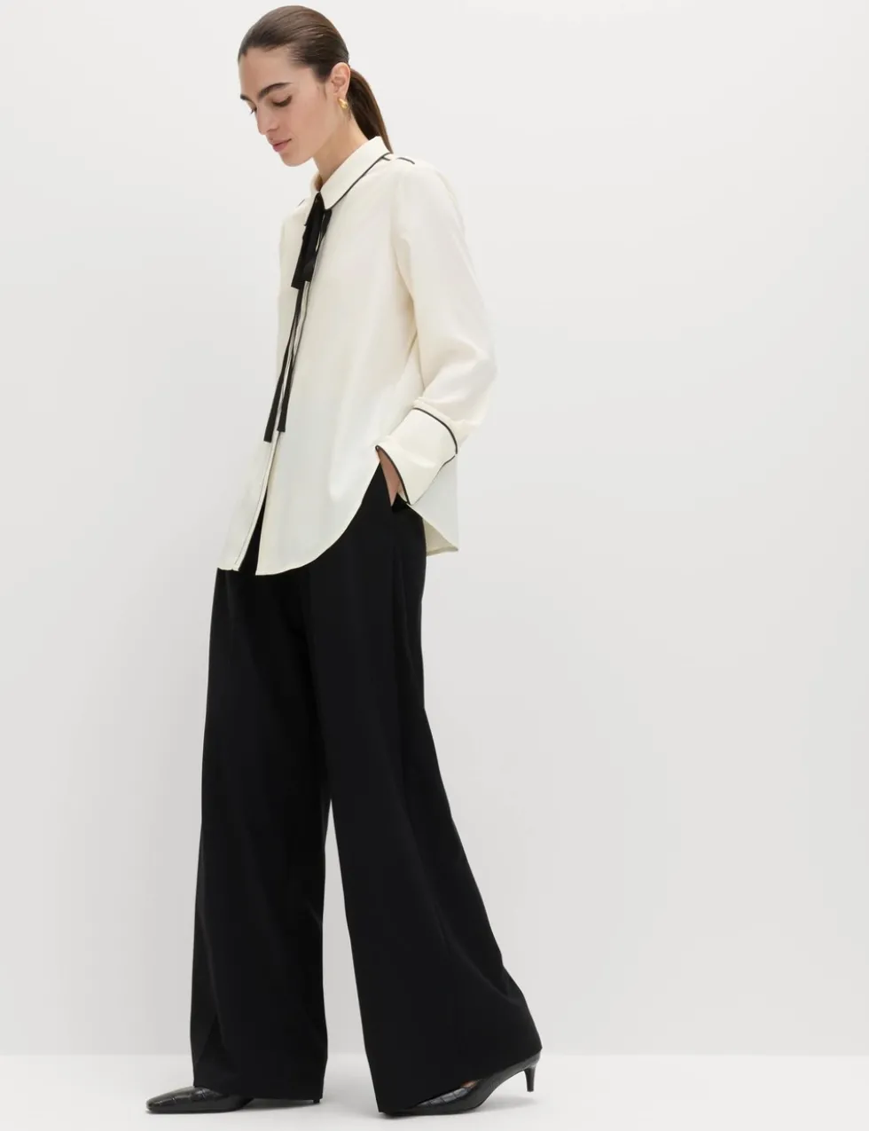 Bow Tie Piped Detail Shirt