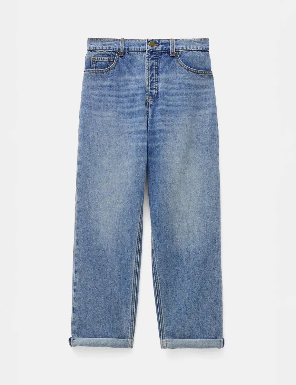 Boyfriend Mid Rise Cropped Turn Up Jeans