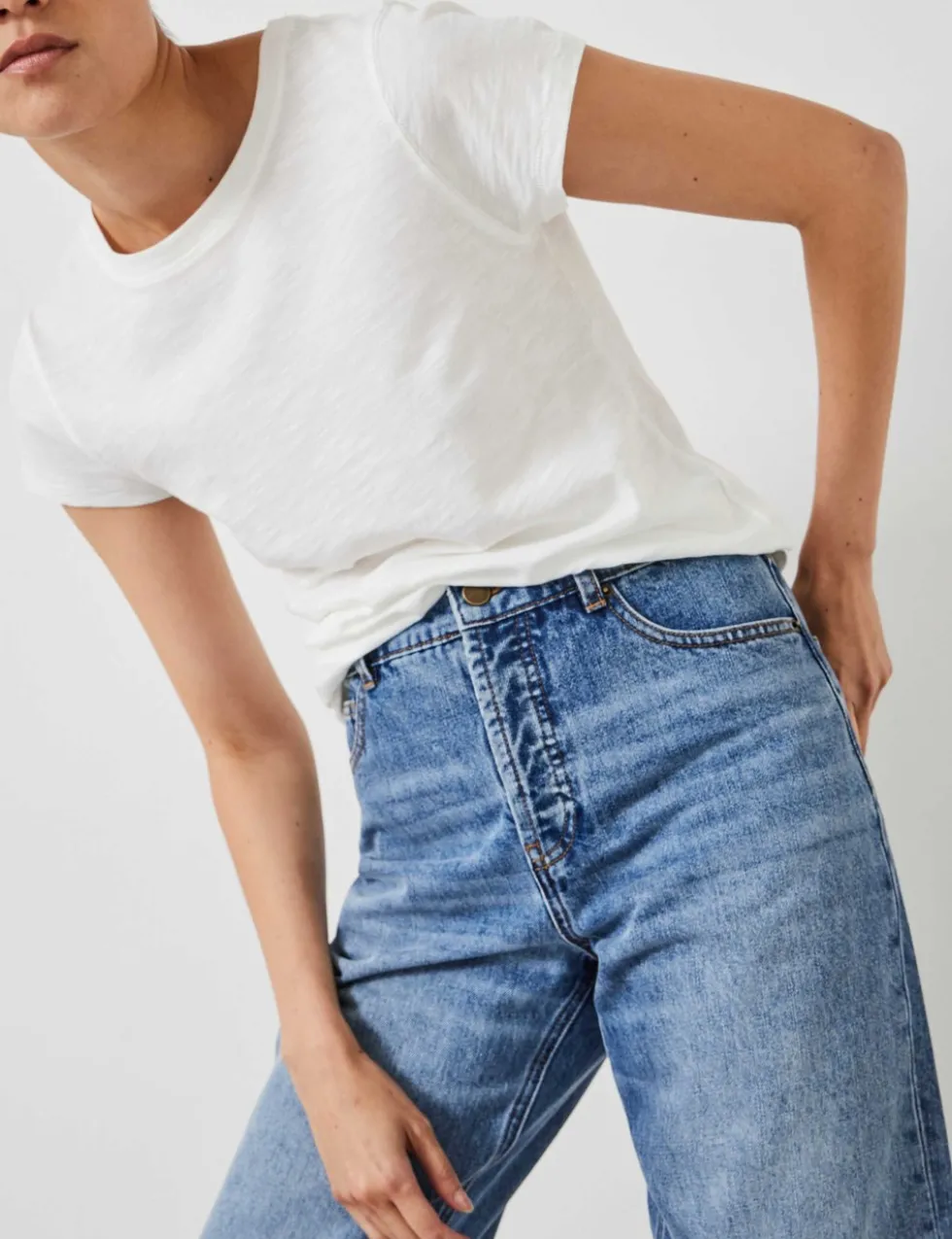 Boyfriend Mid Rise Cropped Turn Up Jeans