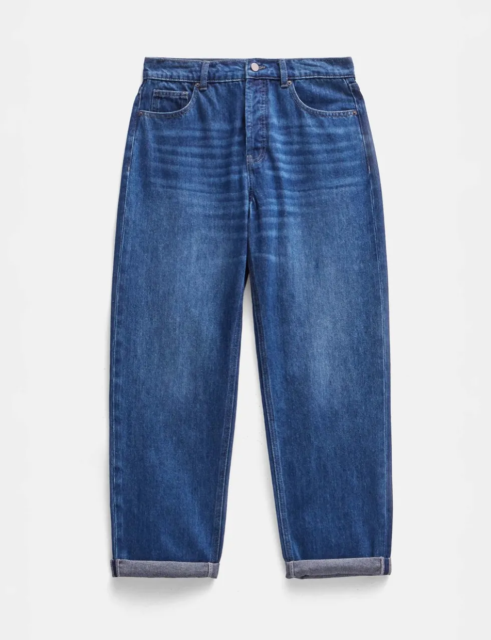 Boyfriend Mid Rise Cropped Turn Up Jeans