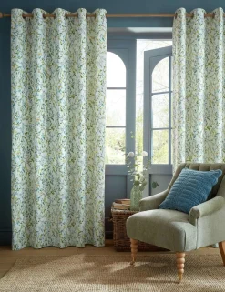 Brayton Leaves Cotton Rich Eyelet Curtains