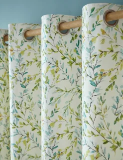 Brayton Leaves Cotton Rich Eyelet Curtains