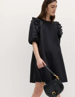 Broderie Frill Sleeve Mini Relaxed Dress