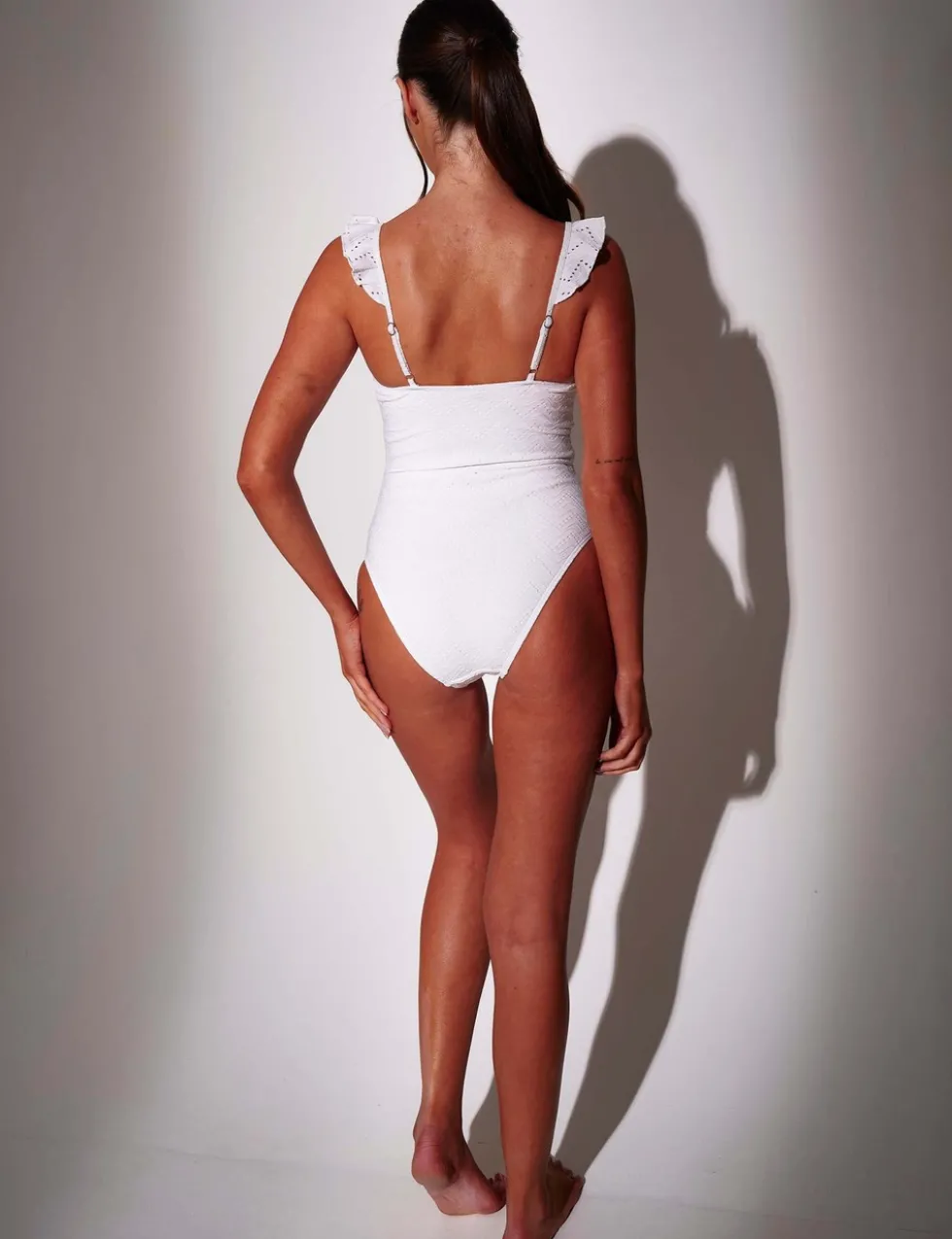 Broderie Padded Frill Strap Swimsuit
