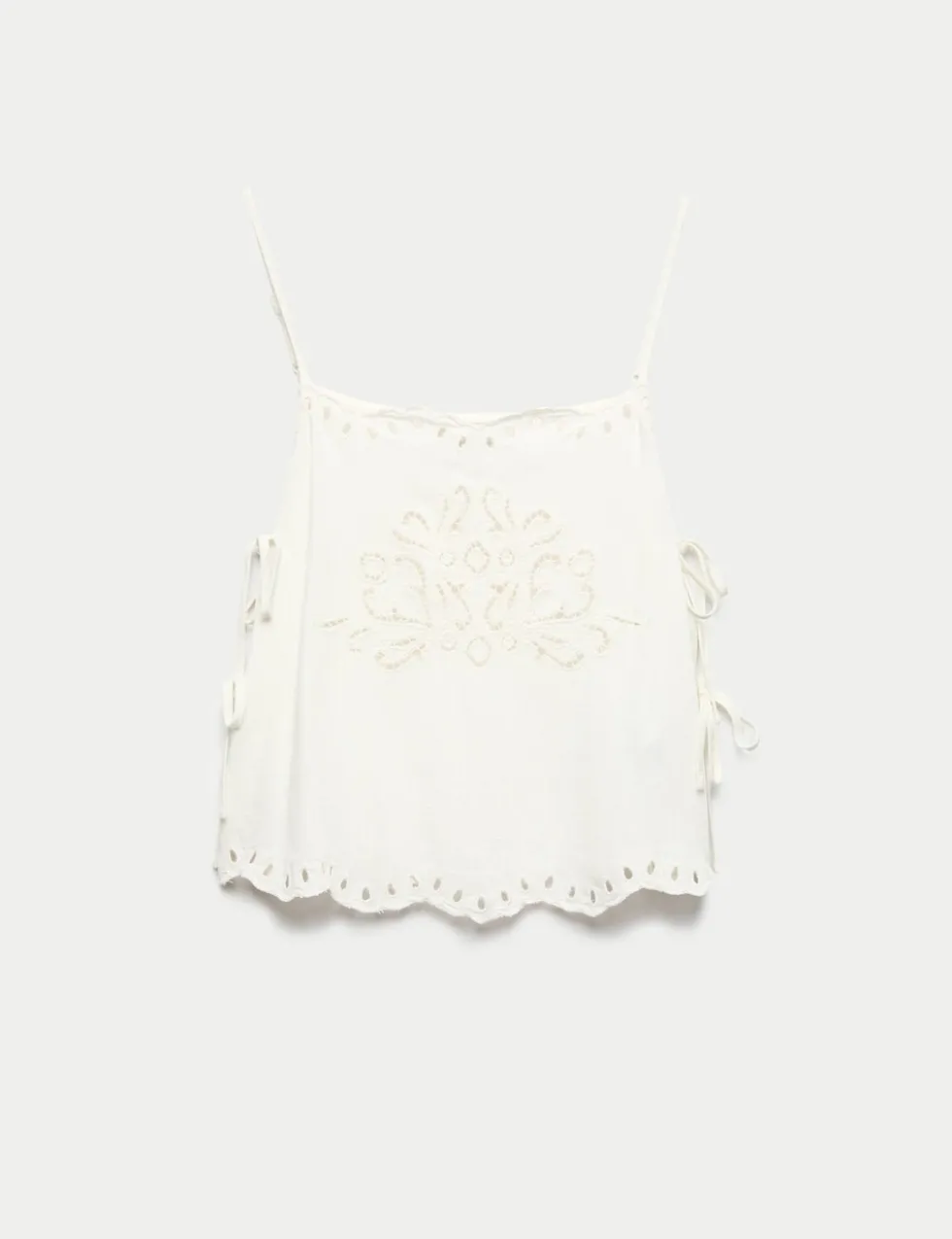 Broderie Tie Side Cami Top with Linen