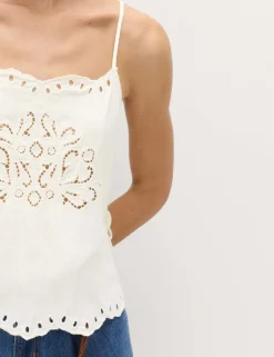 Broderie Tie Side Cami Top with Linen