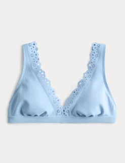 Broderie Trim Sculpt Padded Plunge Bikini Top