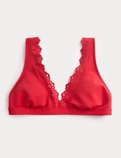 Broderie Trim Sculpt Padded Plunge Bikini Top