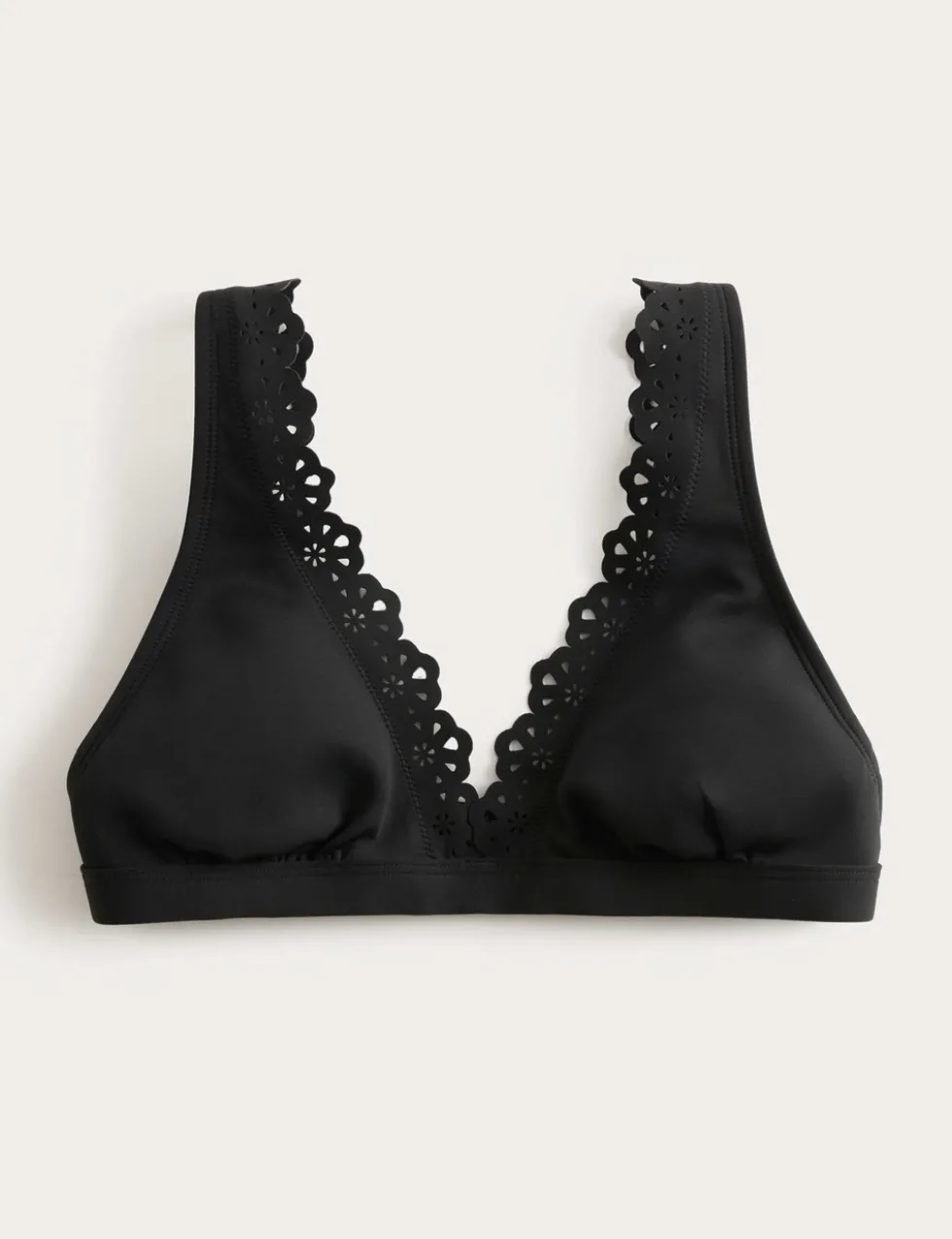 Broderie Trim Sculpt Padded Plunge Bikini Top
