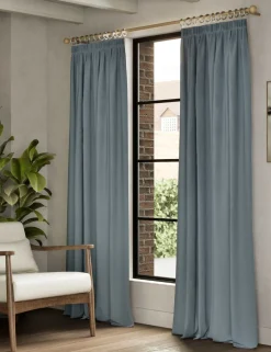 Brushed Pencil Pleat Blackout Thermal Curtains