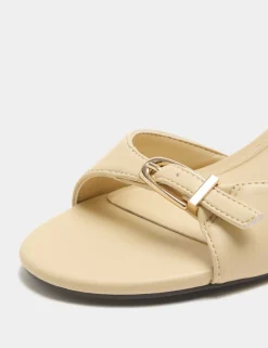 Buckle Ankle Strap Block Heel Sandals