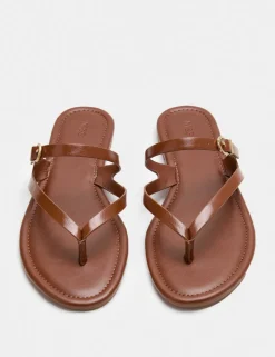 Buckle Flat Toe Loop Mule Sandals