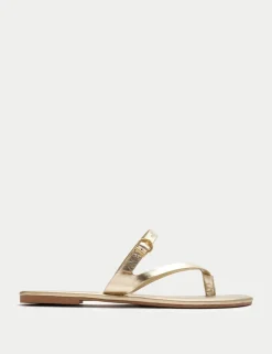 Buckle Flat Toe Loop Mule Sandals