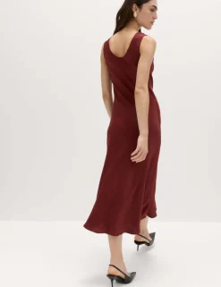 Built Up Satin Midi Column Dress