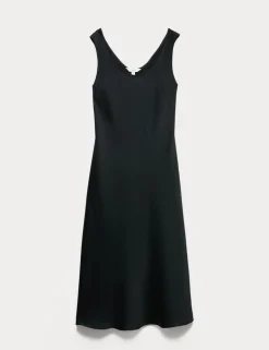 Built Up Satin Midi Column Dress
