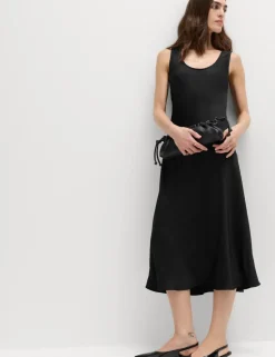 Built Up Satin Midi Column Dress