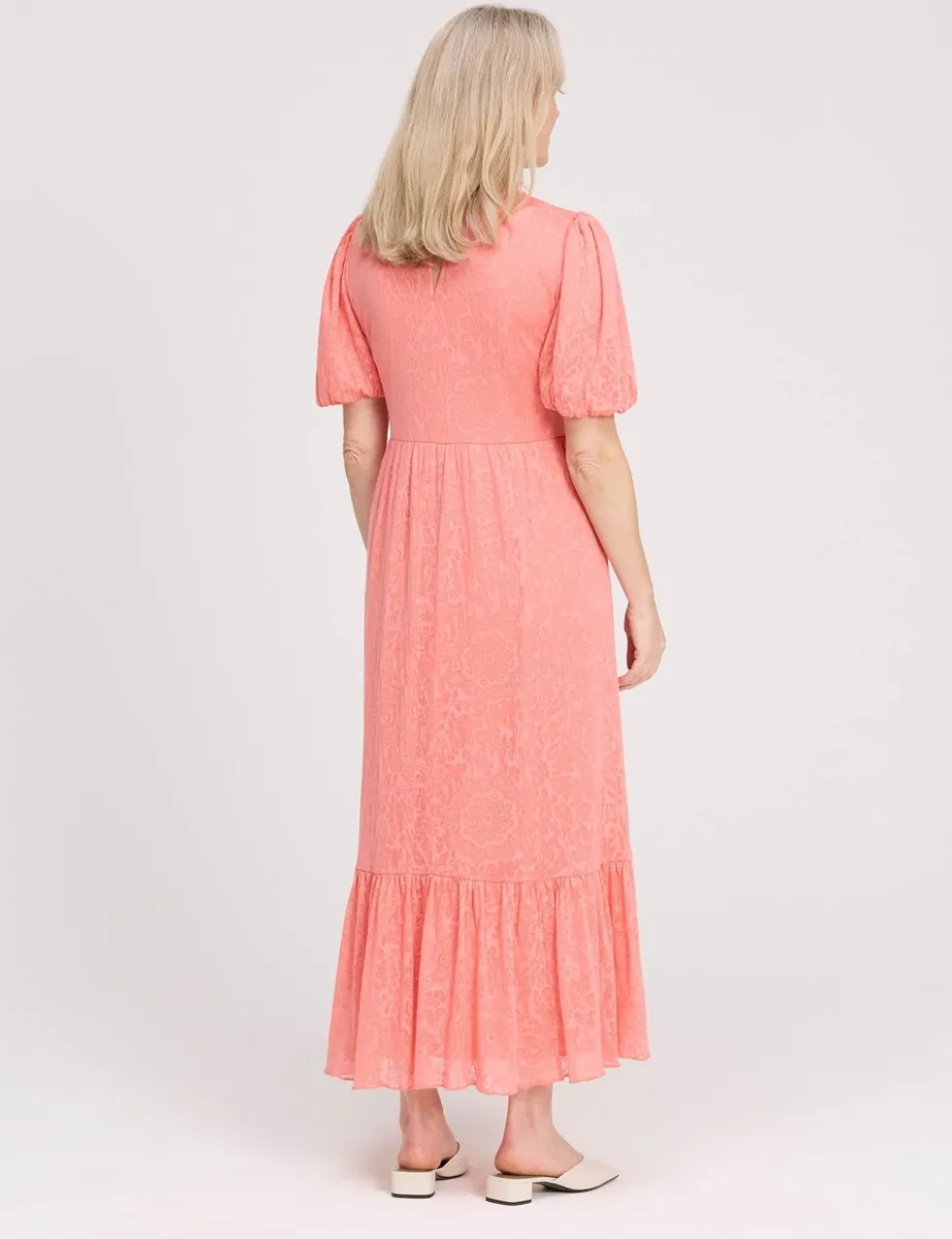 Burnout Jersey Midi Tiered Dress