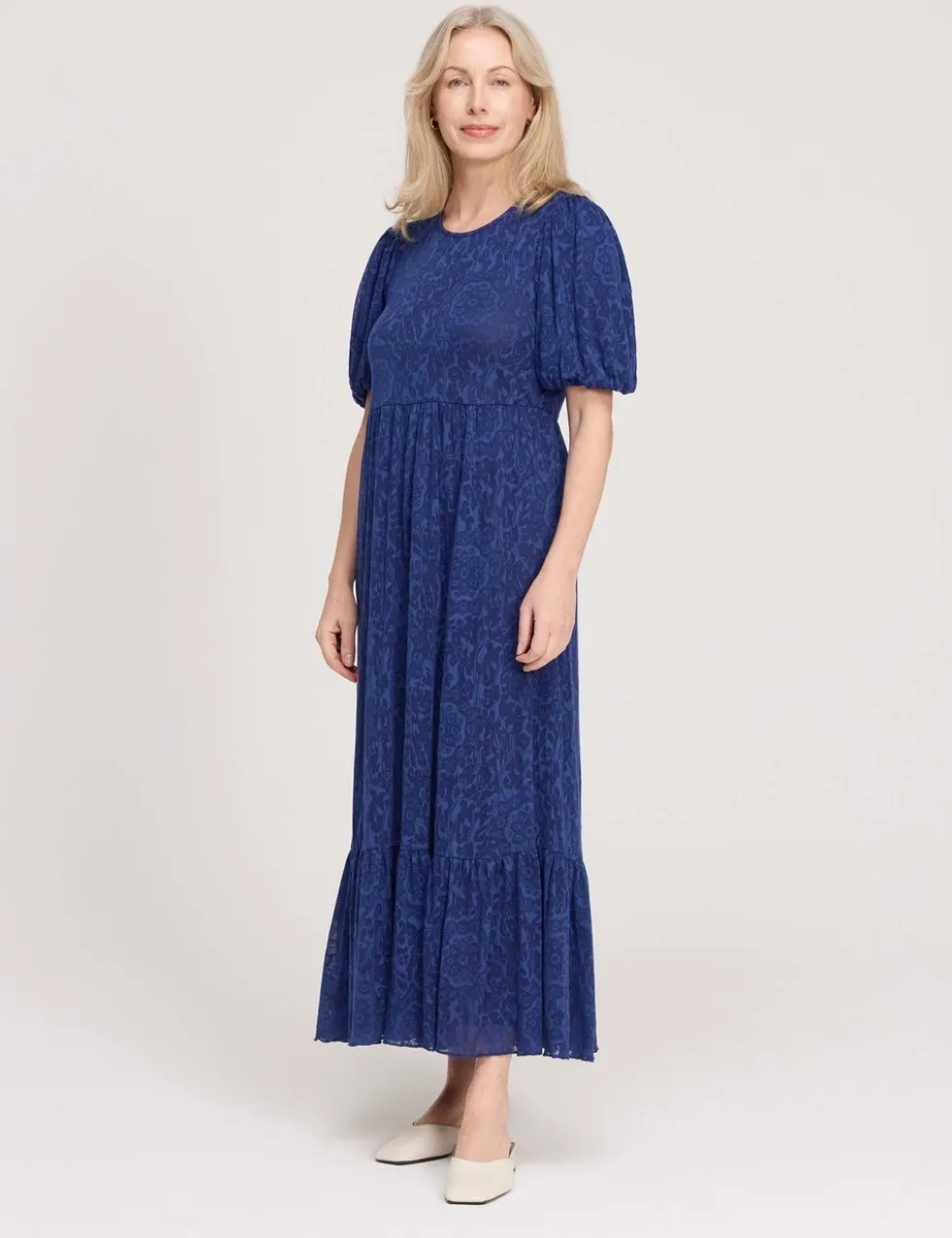 Burnout Jersey Midi Tiered Dress