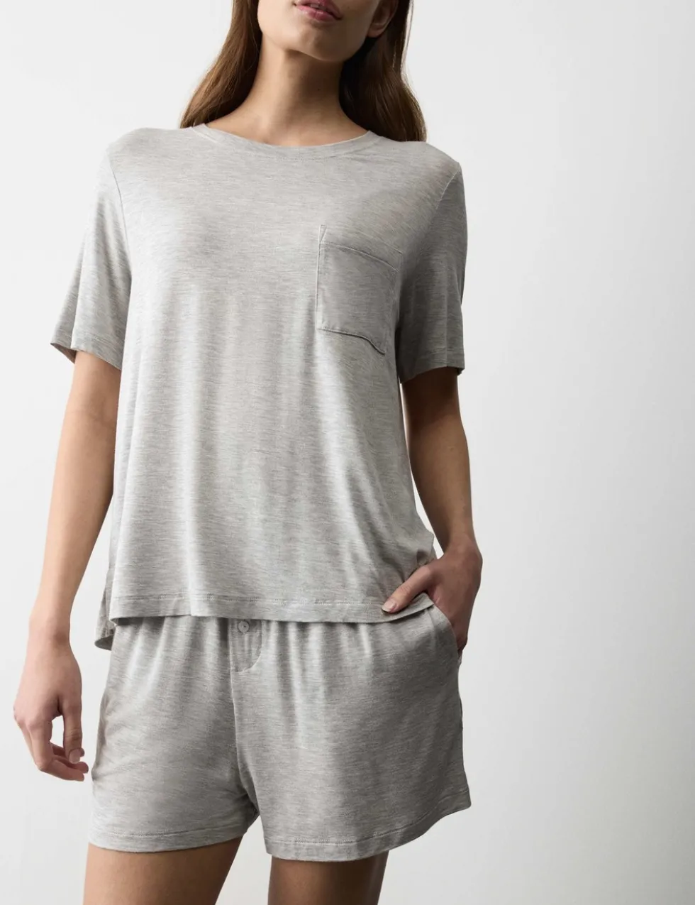 Button Fly Detail Pyjama Shorts