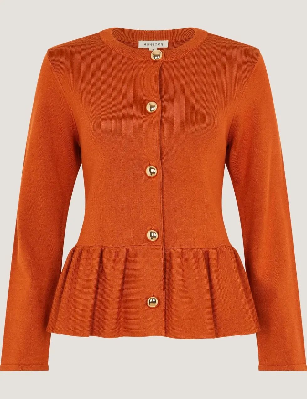 Button Front Longline Peplum Cardigan