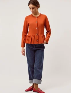 Button Front Longline Peplum Cardigan