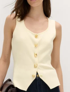 Button Front Slim Fit Knitted Waistcoat