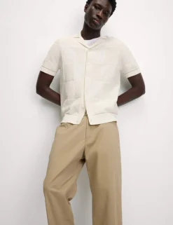 Button-Through Patchwork Knitted Polo Shirt
