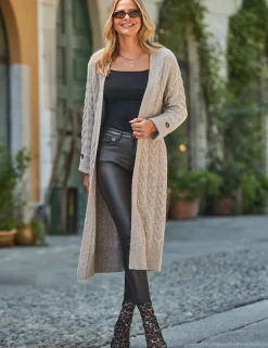 Cable Knit Edge to Edge Longline Cardigan