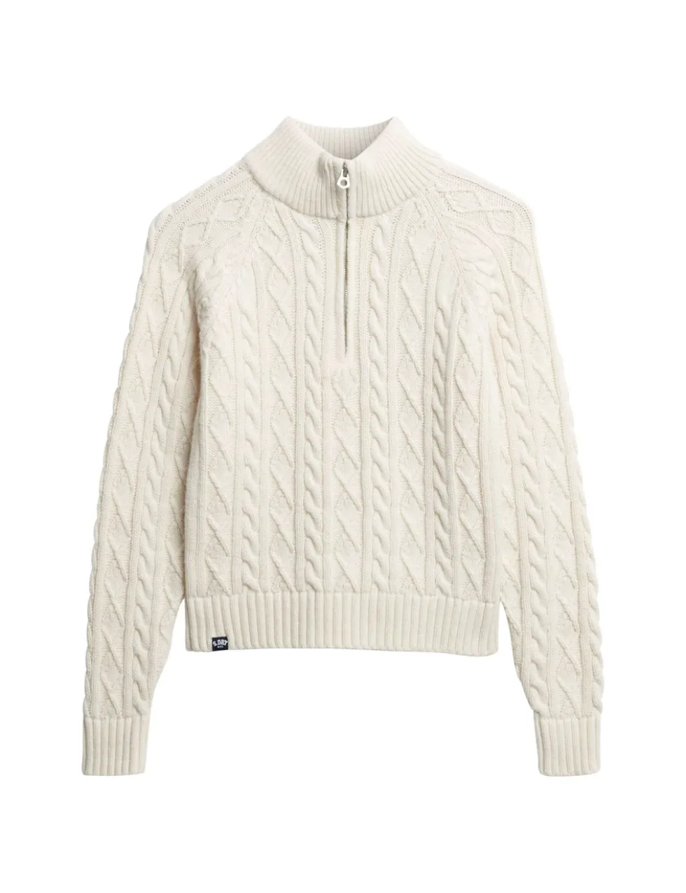 Cable Knit Half Zip Jumper with Wool