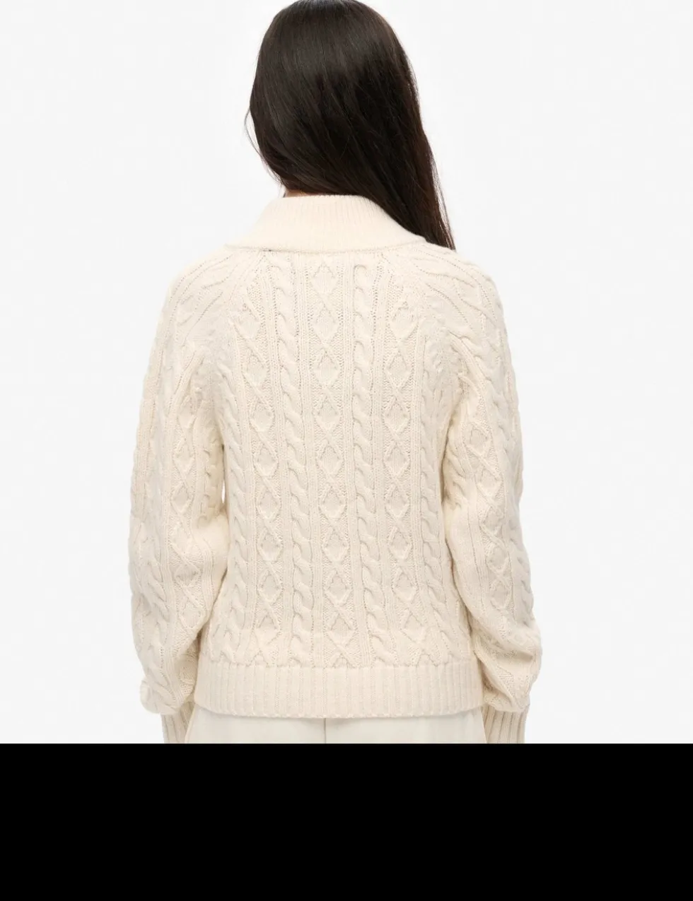 Cable Knit Half Zip Jumper with Wool