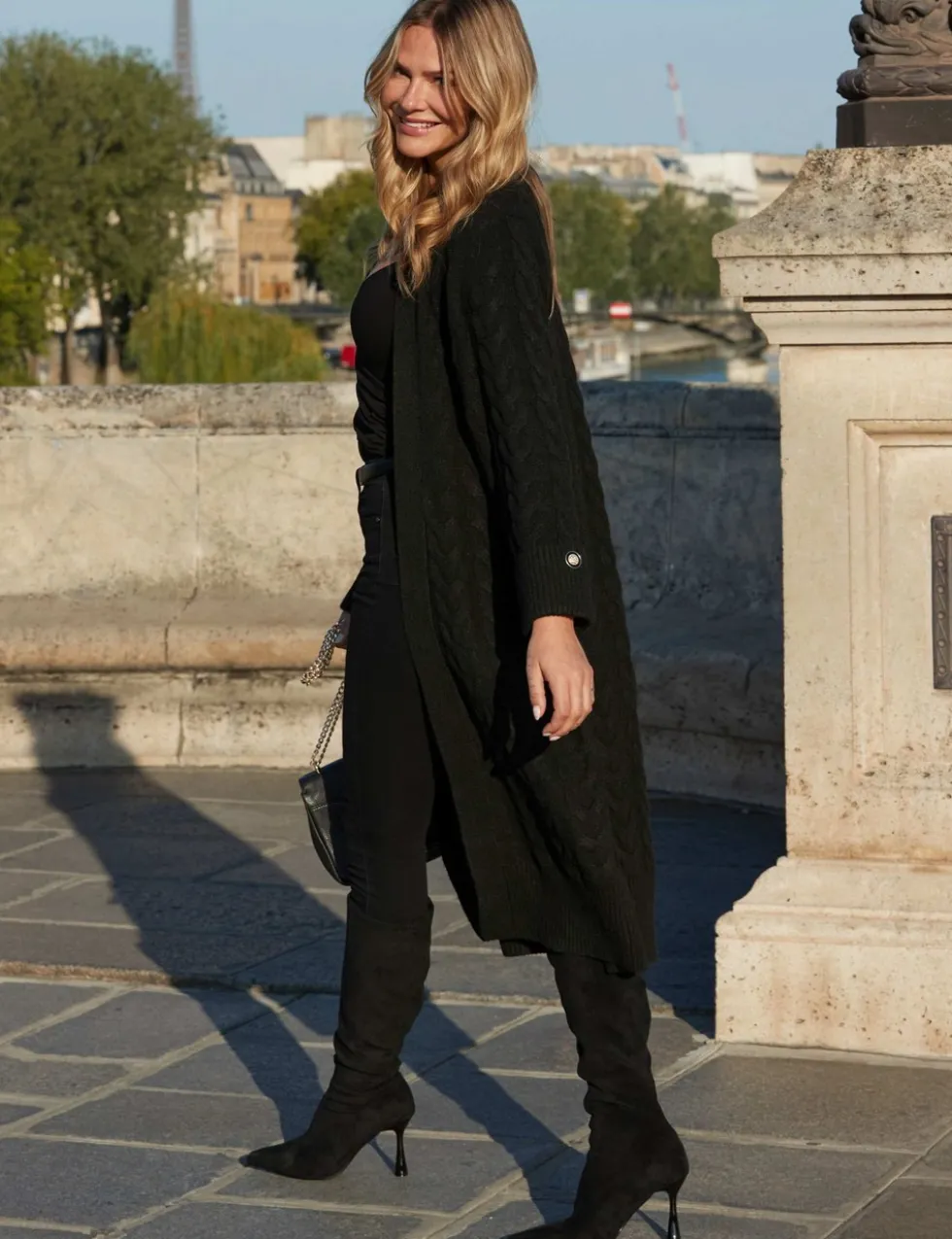 Cable Knit Longline Cardigan