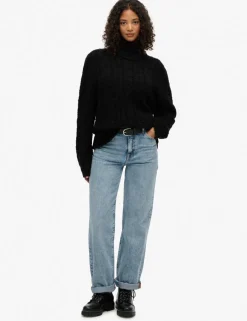 Cable Knit Roll Neck Relaxed Jumper