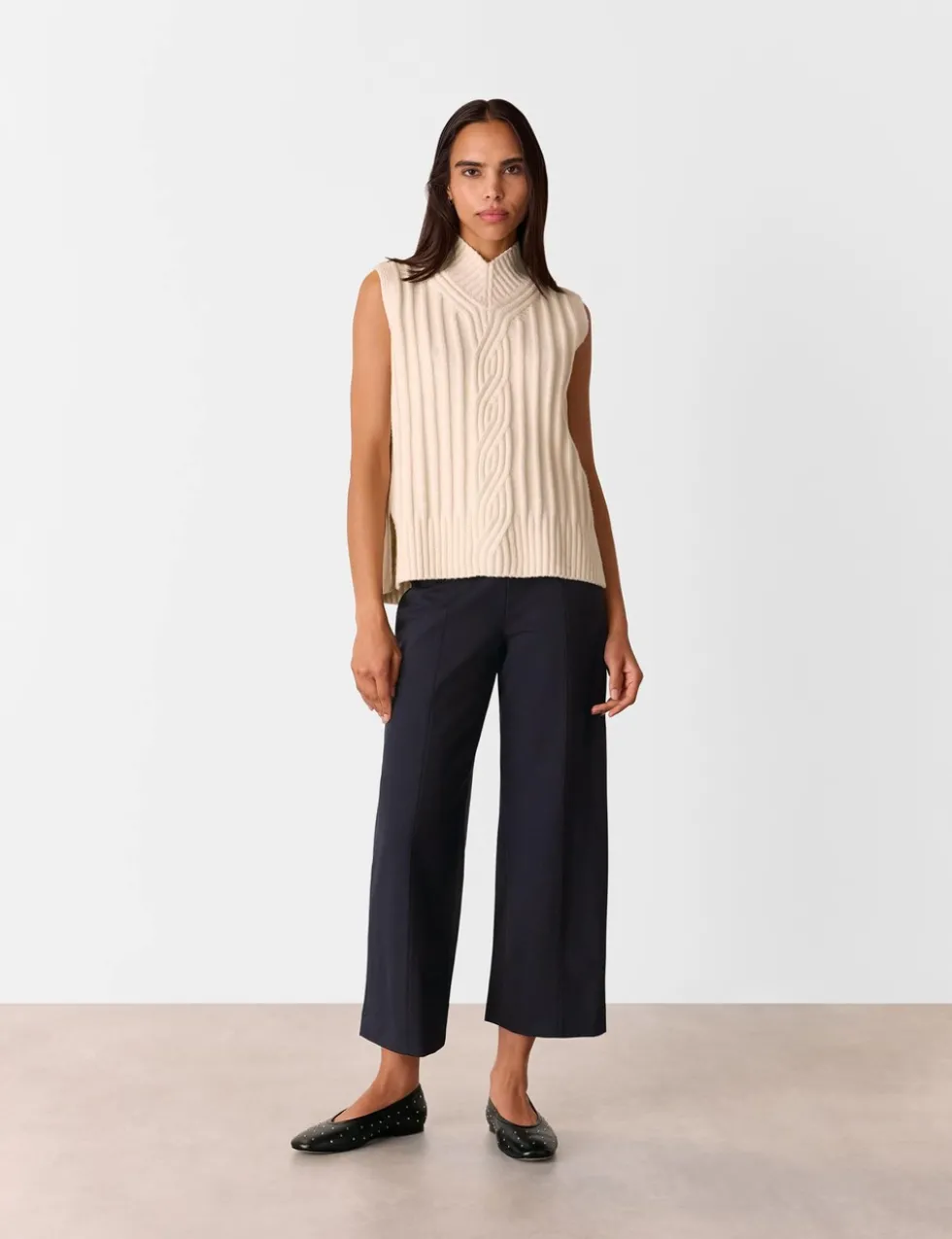 Camilla Side Zip Wide Leg Cropped Trousers