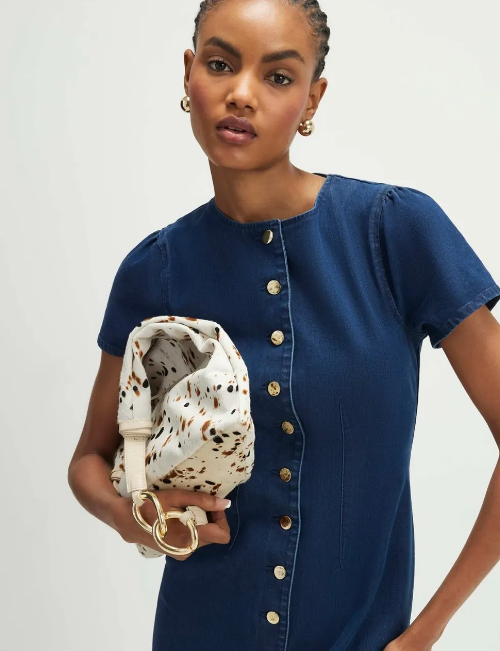 Cap Sleeve Button Through Midi Dress