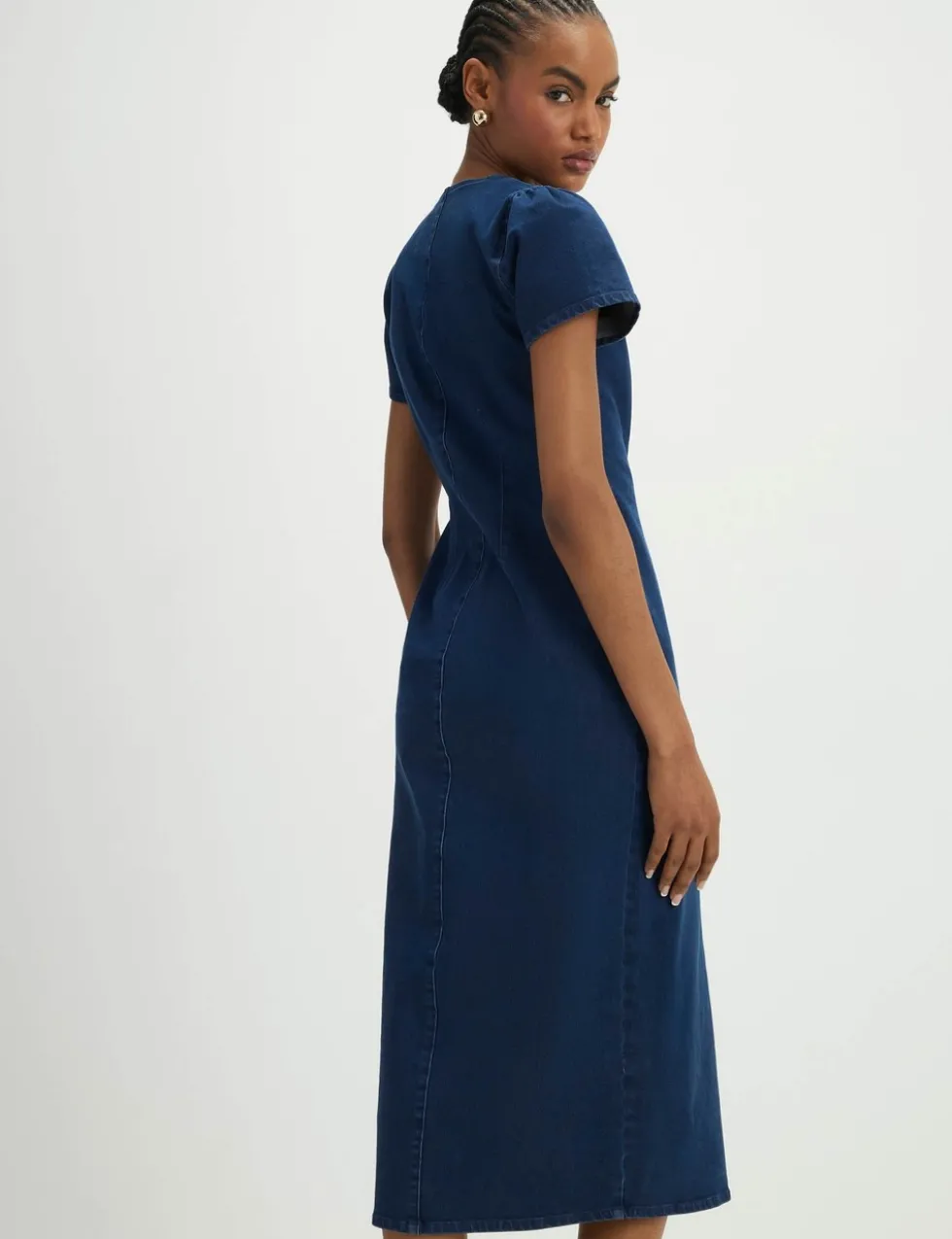 Cap Sleeve Button Through Midi Dress