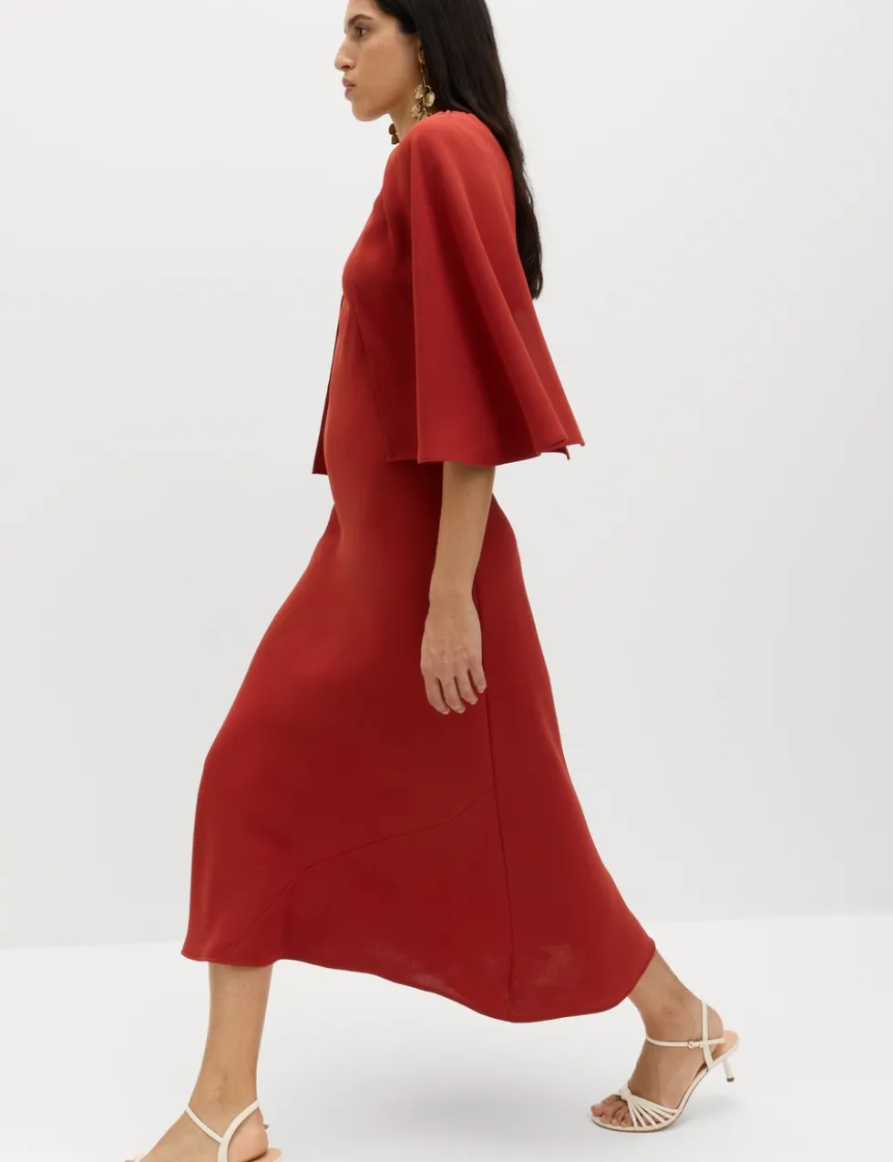 Cape Detail Midaxi Column Dress