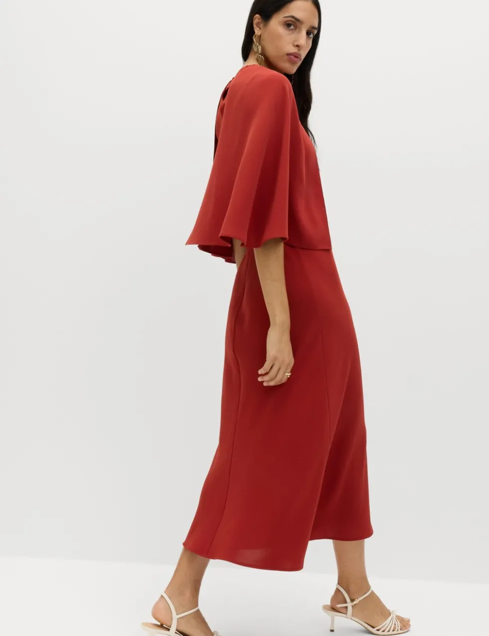 Cape Detail Midaxi Column Dress