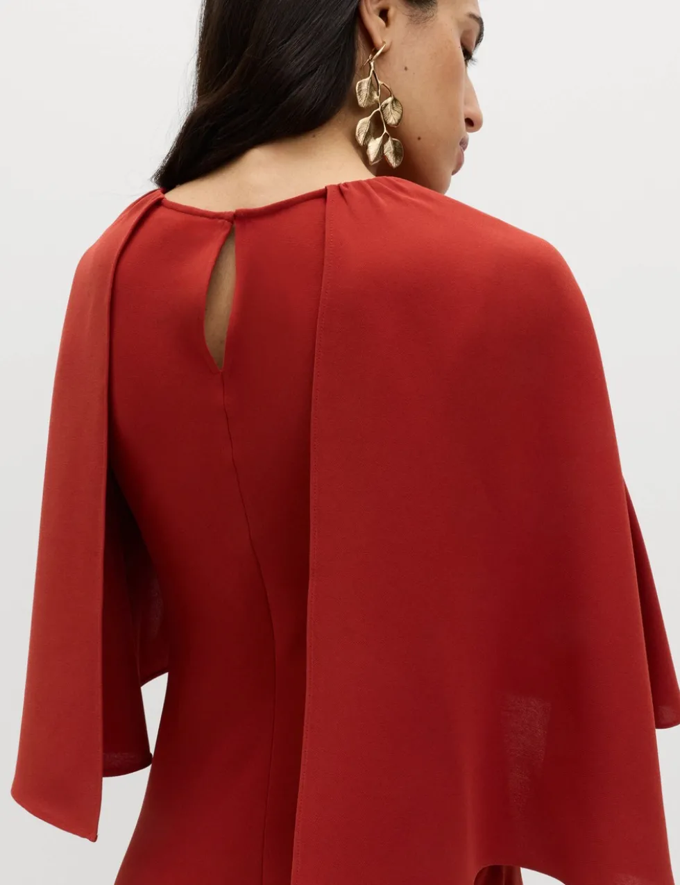 Cape Detail Midaxi Column Dress