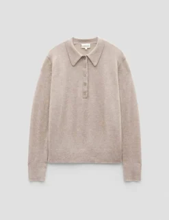 Cashmere Rich Collared Button Neck Jumper