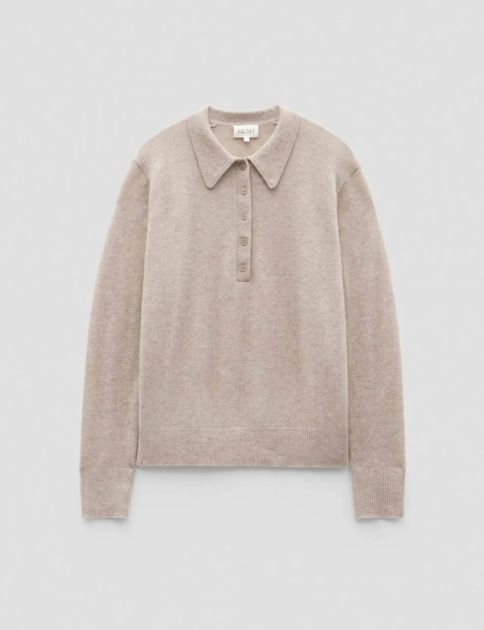 Cashmere Rich Collared Button Neck Jumper